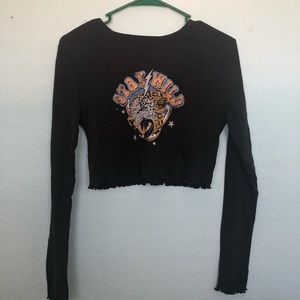 Forever 21 stay wild cropped tee long sleeve